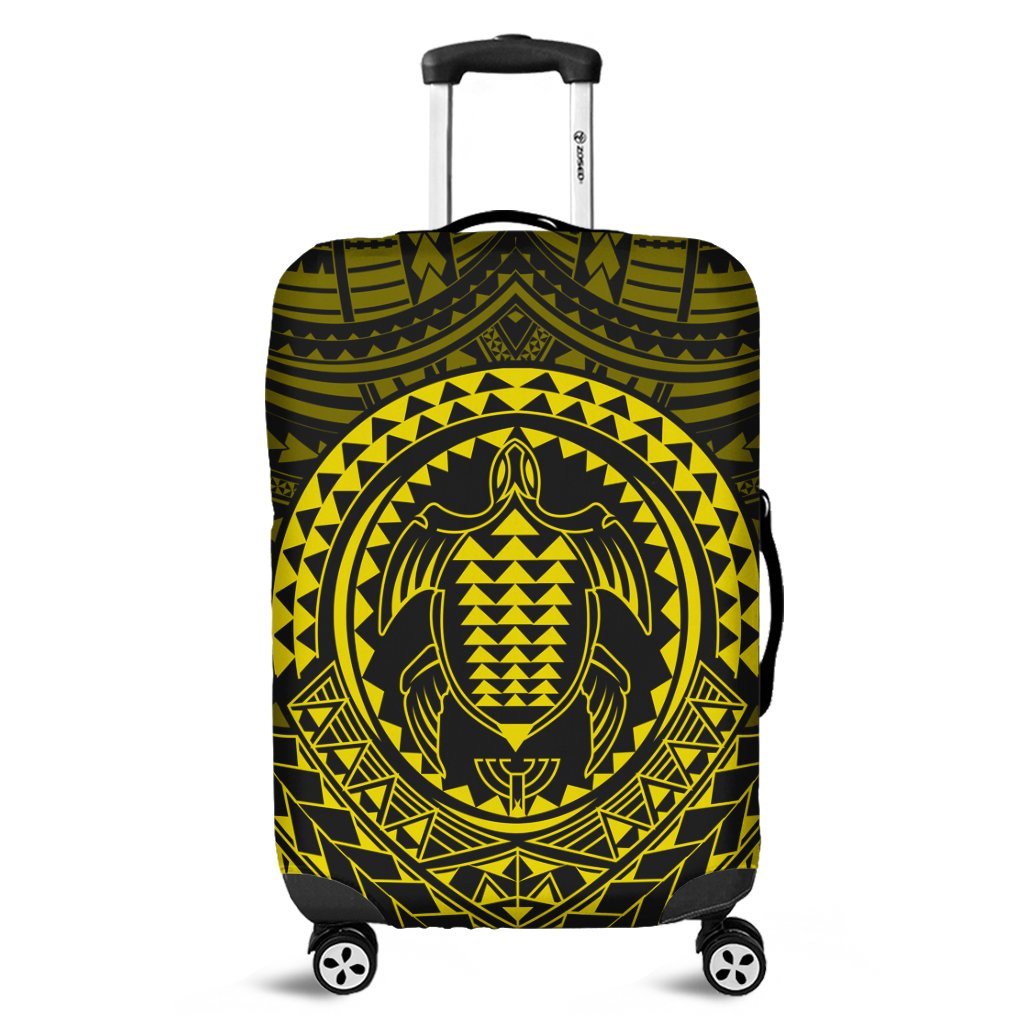 Hawaiian Kakau Honu Arc Polynesian Yellow Luggage Covers - AH Black - Polynesian Pride