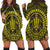 Hawaiian Kakau Honu Arc Polynesian Yellow Hoodie Dress - AH Black - Polynesian Pride