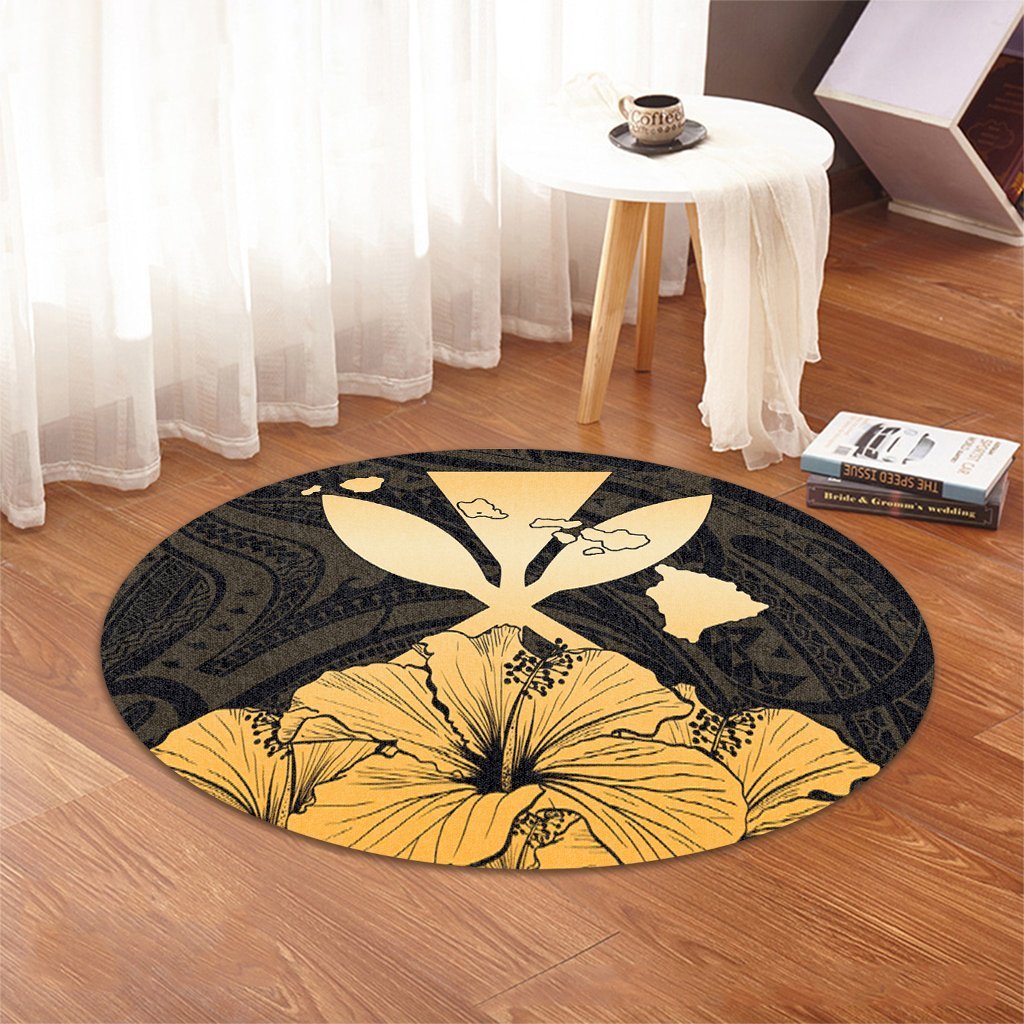 Hawaiian Kanaka Round Carpet Hibiscus Polynesian Love - AH - Polynesian Pride