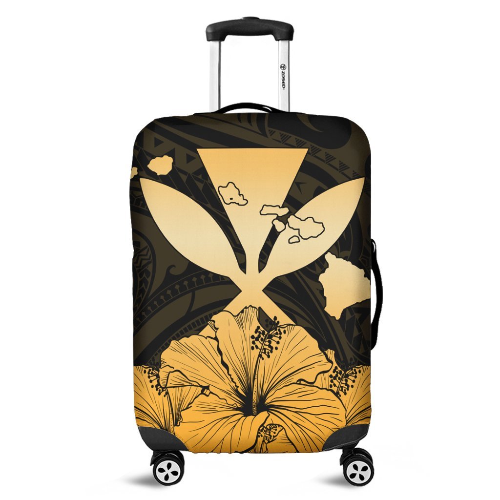 Hawaiian Kanaka Luggage Covers Hibiscus Polynesian Love - AH Black - Polynesian Pride