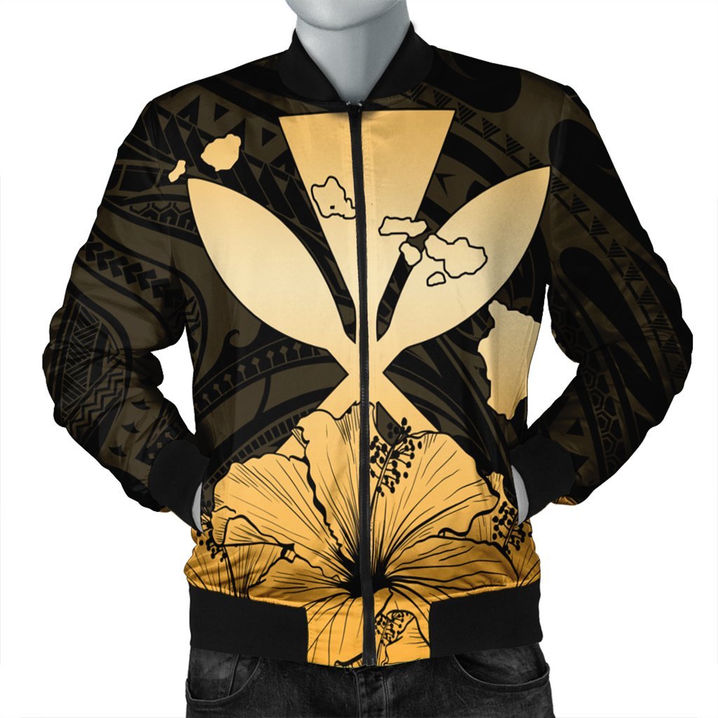 Hawaiian Kanaka Bomber Jacket Hibiscus Polynesian Love - AH Black Unisex - Polynesian Pride