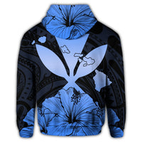 Hawaiian Kanaka Zip Hoodie Hibiscus Polynesian Love Blue - Polynesian Pride