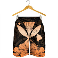 Hawaiian Kanaka Men's Shorts Hibiscus Polynesian Love - Orange - AH - Polynesian Pride