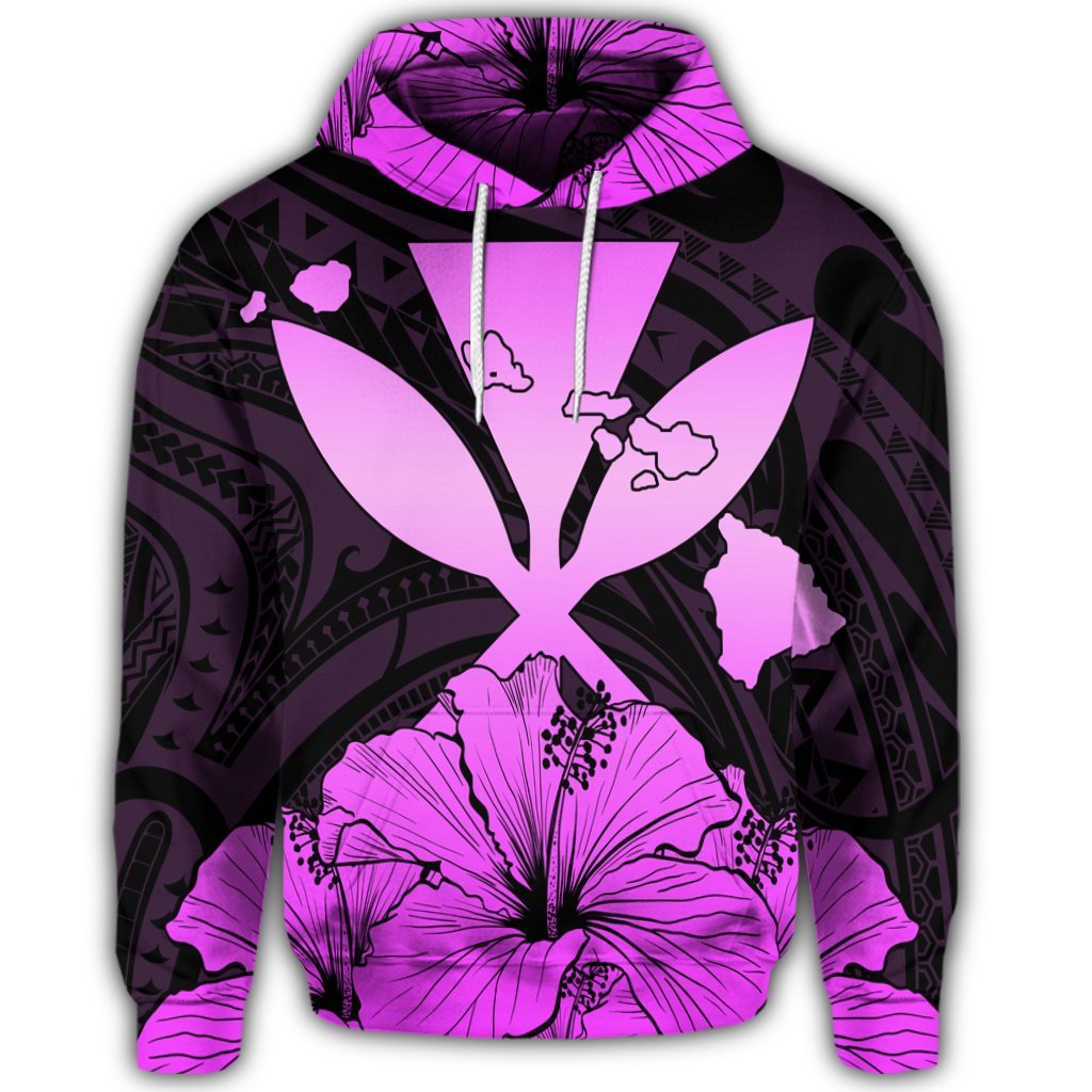 Hawaiian Kanaka Hoodie Hibiscus Polynesian Love Pink - Polynesian Pride