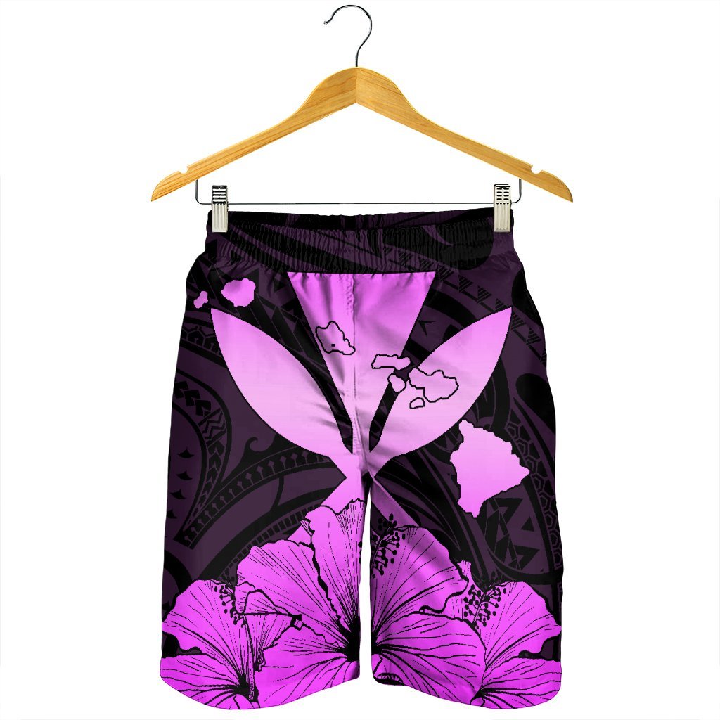 Hawaiian Kanaka Men's Shorts Hibiscus Polynesian Love - Pink - AH - Polynesian Pride