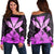 Hawaiian Kanaka Women's Off Shoulder Sweater Hibiscus Polynesian Love - Pink - AH Black - Polynesian Pride