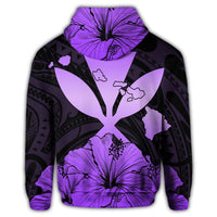 Hawaiian Kanaka Zip Hoodie Hibiscus Polynesian Love Violet - Polynesian Pride
