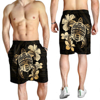 Hawaiian Kanaka Hibiscus Plumeria Mix Polynesian Turtle Men's Shorts - AH - Polynesian Pride
