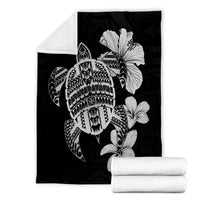 Hawaiian Kanaka Hibiscus Plumeria Mix Polynesian Turtle Premium Blankets - Gray - AH - Polynesian Pride