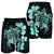 Hawaiian Kanaka Hibiscus Plumeria Mix Polynesian Turtle Men's Shorts - Turquoise - AH - Polynesian Pride