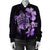 Hawaiian Kanaka Hibiscus Plumeria Mix Polynesian Turtle Bomber Jacket - Violet - AH - Polynesian Pride