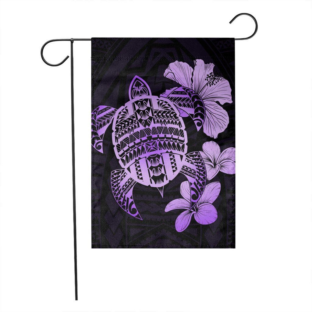 Hawaiian Kanaka Hibiscus Plumeria Mix Polynesian Turtle Flag - Violet - AH - Polynesian Pride