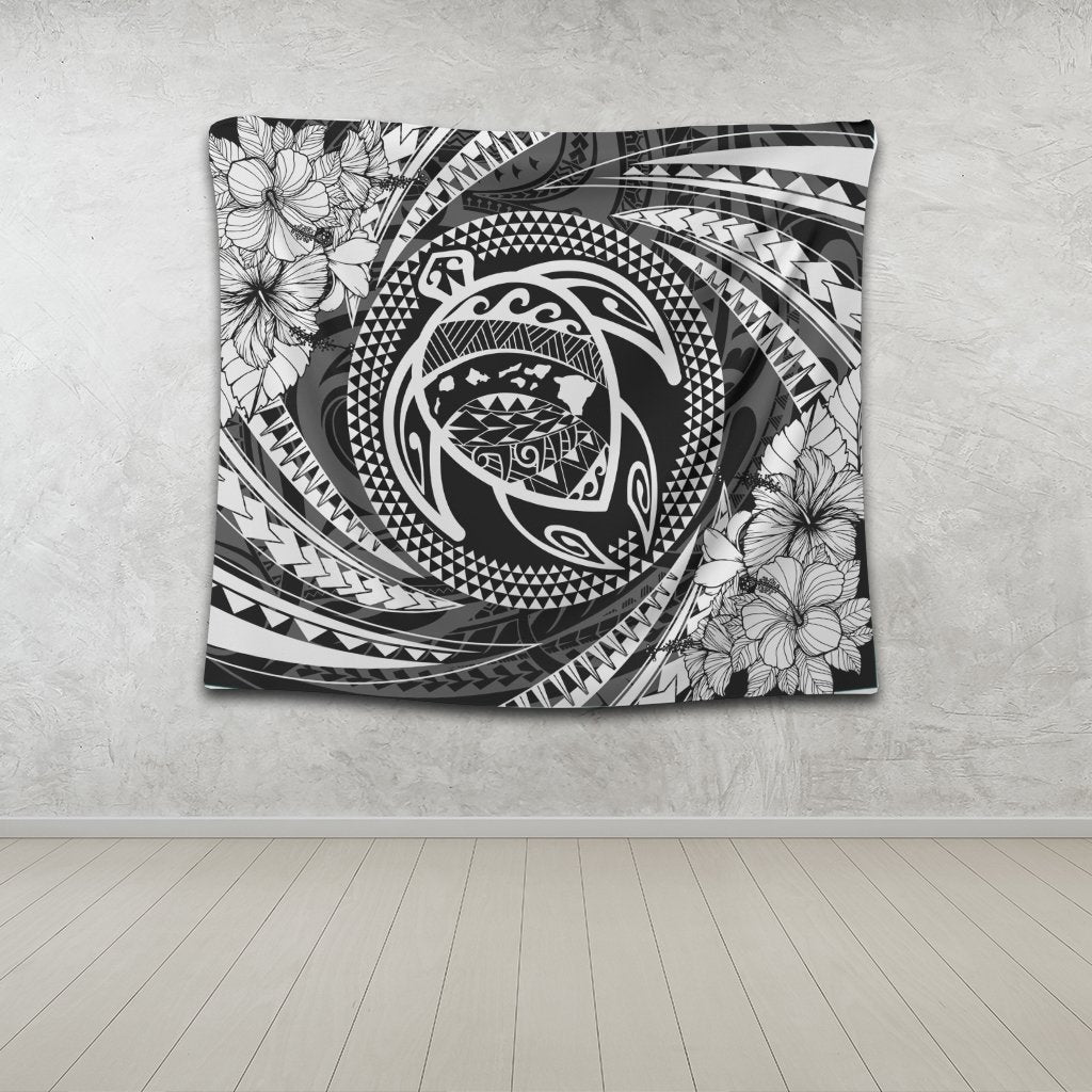 Hawaiian Kanaka Honu Hibiscus Tornando Polynesian Tapestry - AH - Polynesian Pride
