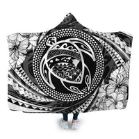 Hawaiian Kanaka Honu Hibiscus Tornando Polynesian Hooded Blanket - AH Hooded Blanket White - Polynesian Pride