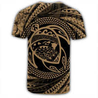 Hawaiian Kanaka Honu Hibiscus Tornando Polynesian Gold T Shirt - Polynesian Pride
