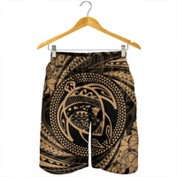 Hawaiian Kanaka Honu Hibiscus Tornando Polynesian Gold Men's Shorts - AH - Polynesian Pride
