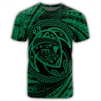 Hawaiian Kanaka Honu Hibiscus Tornando Polynesian Green T Shirt - Polynesian Pride