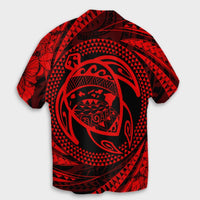 Hawaiian Kanaka Honu Hibiscus Tornando Polynesian Red Hawaiian Shirt - AH - Polynesian Pride