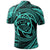 Hawaiian Kanaka Honu Hibiscus Tornando Polynesian Turquoise Polo Shirt - Polynesian Pride