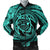 Hawaiian Kanaka Honu Hibiscus Tornando Polynesian Turquoise Bomber Jacket - AH Black Unisex - Polynesian Pride