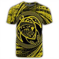 Hawaiian Kanaka Honu Hibiscus Tornando Polynesian Yellow T Shirt - Polynesian Pride