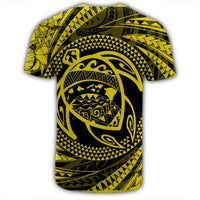 Hawaiian Kanaka Honu Hibiscus Tornando Polynesian Yellow T Shirt - Polynesian Pride