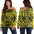 Hawaiian Kanaka Honu Hibiscus Tornando Polynesian Yellow Women's Off Shoulder Sweater - AH Black - Polynesian Pride