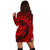 Hawaiian Kanaka Honu Map Hibiscus Globular Polynesian Red Hoodie Dress - AH - Polynesian Pride