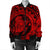 Hawaiian Kanaka Honu Map Hibiscus Globular Polynesian Red Bomber Jacket - AH - Polynesian Pride