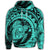 Hawaiian Kanaka Honu Map Hibiscus Globular Polynesian Turquoise Hoodie - Polynesian Pride