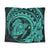 Hawaiian Kanaka Honu Map Hibiscus Globular Polynesian Turquoise Tapestry - AH Wall Tapestry Black - Polynesian Pride