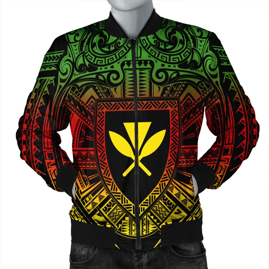 Hawaiian Kanaka Maoli Center Polynesian Bomber Jacket - AH Black Unisex - Polynesian Pride