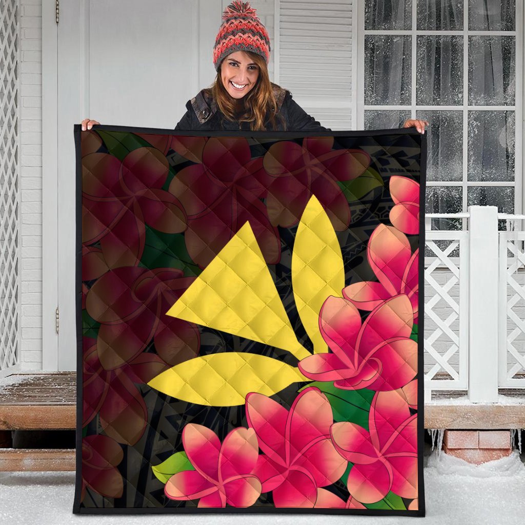 Hawaiian Kanaka Plumeria Polynesian Premium Quilts - AH - Polynesian Pride