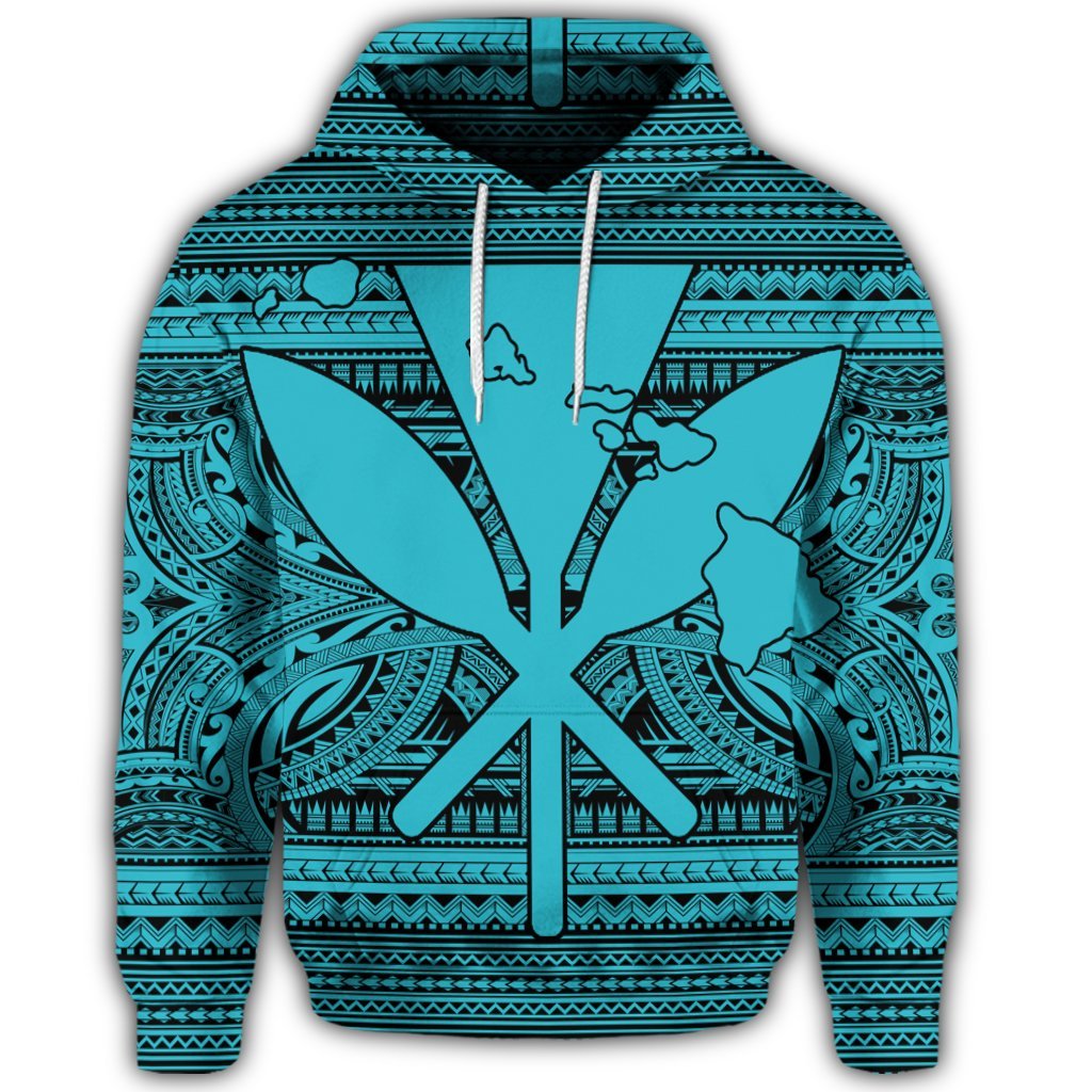 Hawaiian Kanaka Polynesian Hoodie Tribal Reggae Color Blue - Polynesian Pride
