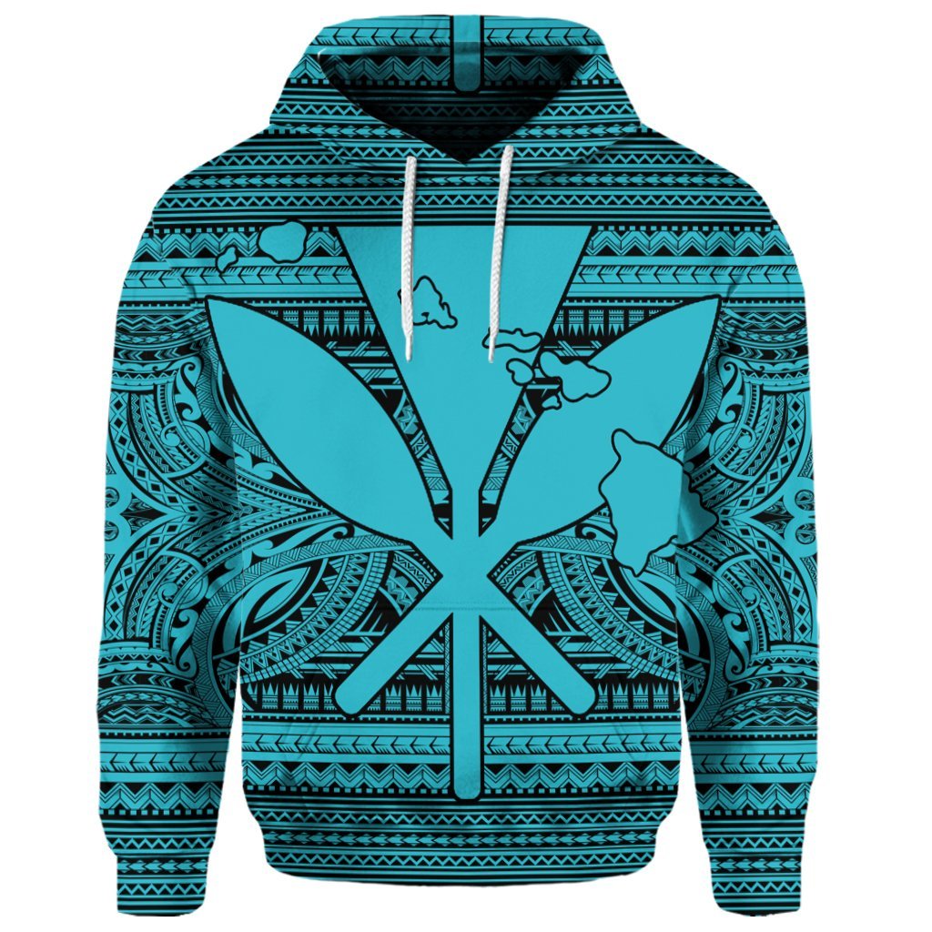 Custom Hawaiian Kanaka Polynesian Hoodie Tribal Reggae Color Blue - Polynesian Pride