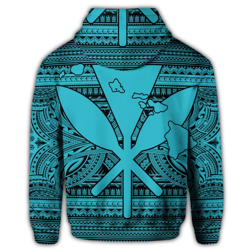 Hawaiian Kanaka Polynesian Hoodie Tribal Reggae Color Blue - Polynesian Pride