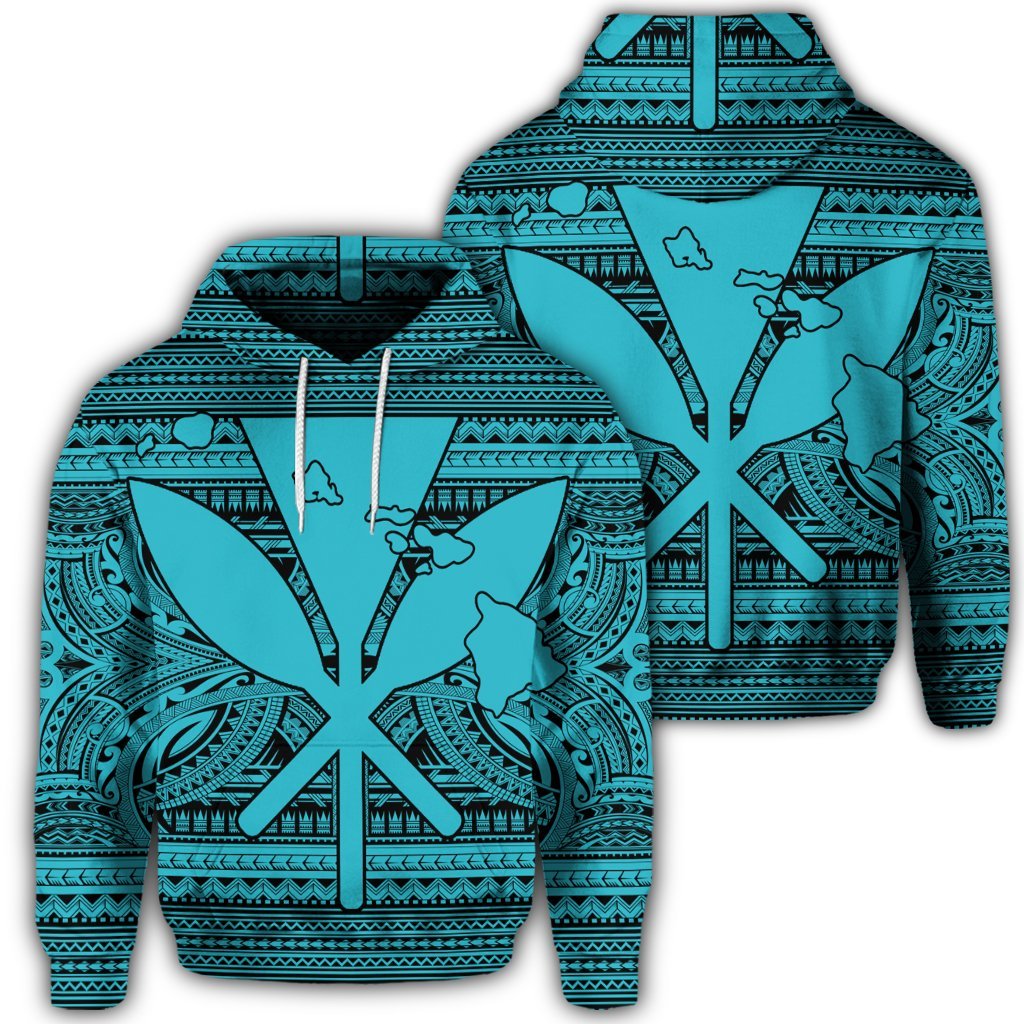 Hawaiian Kanaka Polynesian Hoodie Tribal Reggae Color Blue Unisex Art - Polynesian Pride