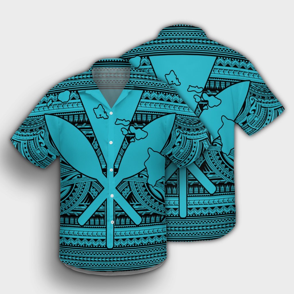 Hawaiian Kanaka Polynesian Tribal Hawaiian Shirt Reggae Color Blue AH - Polynesian Pride
