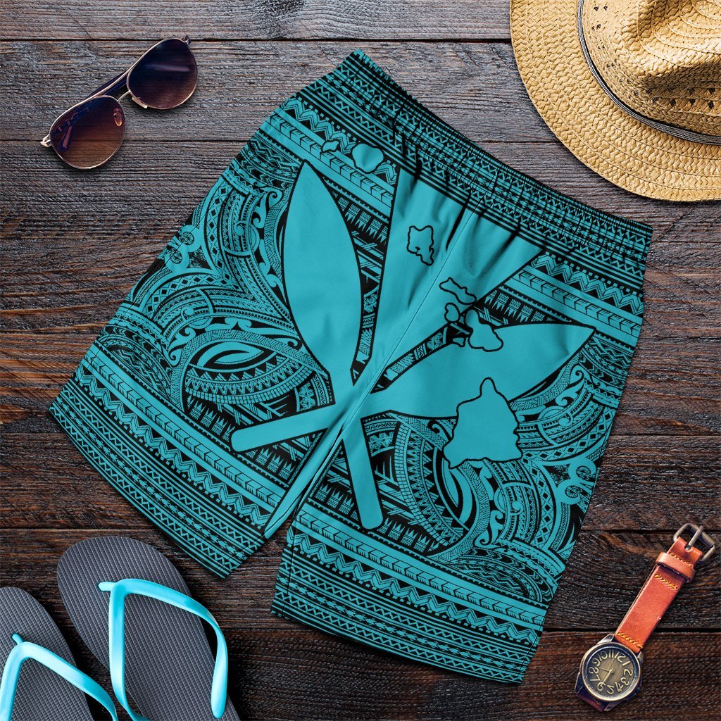 Hawaiian Kanaka Polynesian Tribal Men's Shorts Reggae Color Blue AH Art - Polynesian Pride