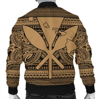 Hawaiian Kanaka Polynesian Tribal Bomber Jacket Reggae Color Gold AH - Polynesian Pride