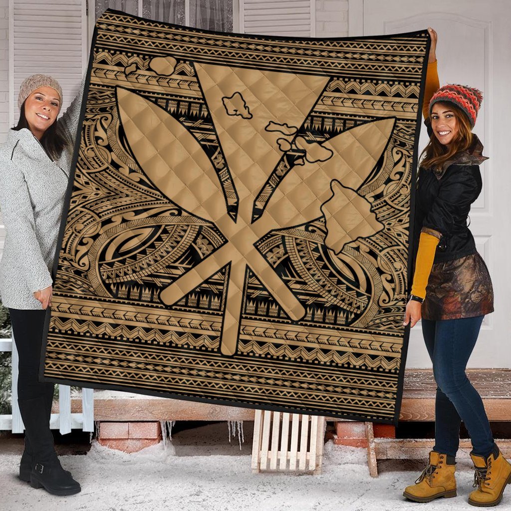 Hawaiian Kanaka Polynesian Tribal Premium Quilts Reggae Color Gold AH - Polynesian Pride