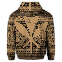 Hawaiian Kanaka Polynesian Tribal Zip Hoodie Reggae Color Gold - Polynesian Pride