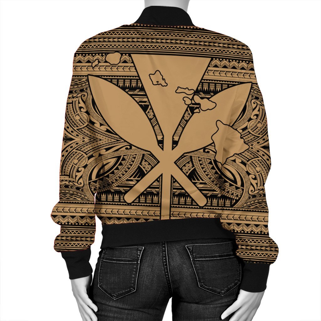 Hawaiian Kanaka Polynesian Tribal Bomber Jacket Reggae Color Gold AH - Polynesian Pride