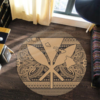 Hawaiian Kanaka Polynesian Tribal Round Carpet Reggae Color Gold AH - Polynesian Pride