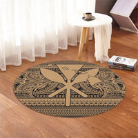 Hawaiian Kanaka Polynesian Tribal Round Carpet Reggae Color Gold AH - Polynesian Pride
