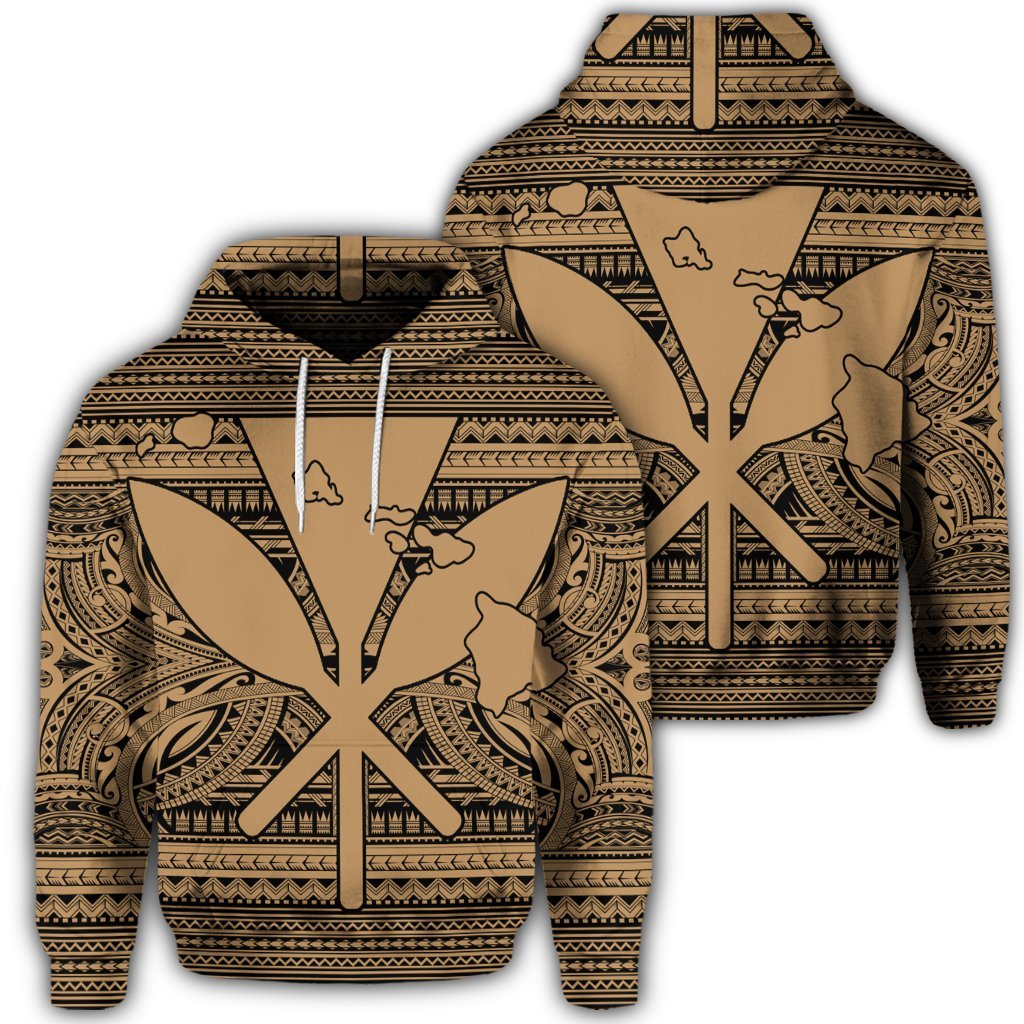 Hawaiian Kanaka Polynesian Hoodie Tribal Reggae Color Gold Unisex Art - Polynesian Pride