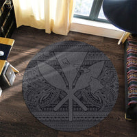 Hawaiian Kanaka Polynesian Tribal Round Carpet Reggae Color Gray AH - Polynesian Pride