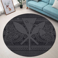 Hawaiian Kanaka Polynesian Tribal Round Carpet Reggae Color Gray AH - Polynesian Pride