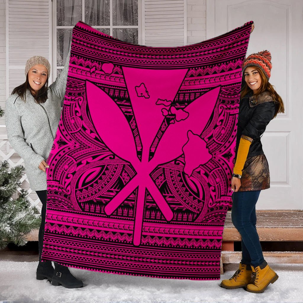 Hawaiian Kanaka Polynesian Tribal Premium Blankets Reggae Color Pink AH - Polynesian Pride