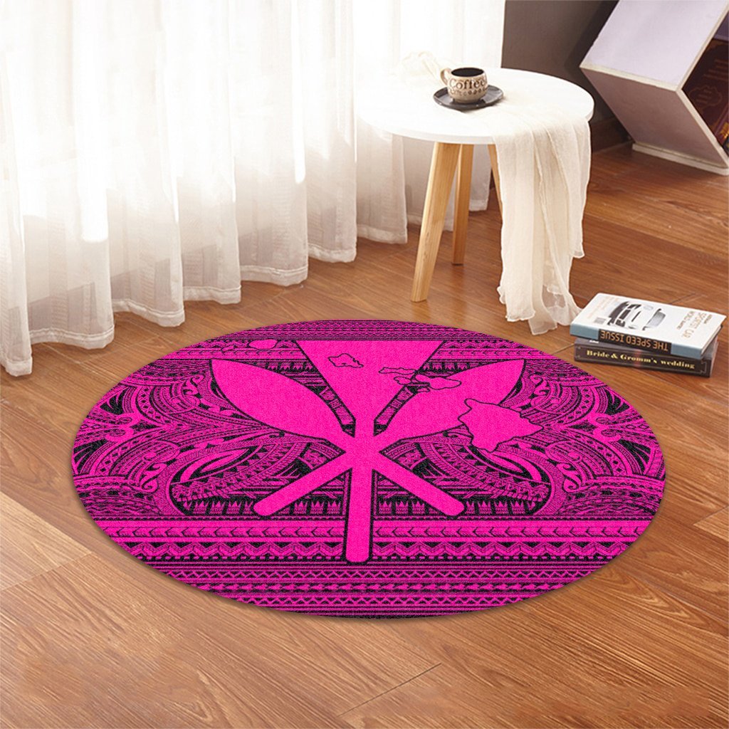 Hawaiian Kanaka Polynesian Tribal Round Carpet Reggae Color Pink AH - Polynesian Pride